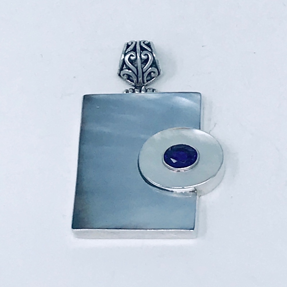 Mother of Pearl Amethyst Sterling Silver Pendant